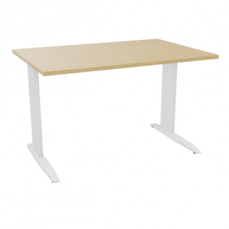 PLAN DROIT ONYX L..120 X P.80 X H73,5 CM PLATEAU CHÊNE NATUREL/PIÈTEMENT BLANC