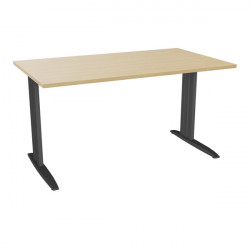 PLAN DROIT ONYX L..140 X P.80 X H73,5 CM PLATEAU CHÊNE NATUREL/PIÈTEMENT ANTHRACITE