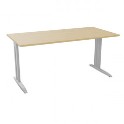 PLAN DROIT ONYX L..160 X P.80 X H73,5 CM PLATEAU CHÊNE NATUREL/PIÈTEMENT ALU