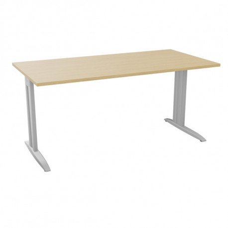 PLAN DROIT ONYX L..160 X P.80 X H73,5 CM PLATEAU CHÊNE NATUREL/PIÈTEMENT ALU