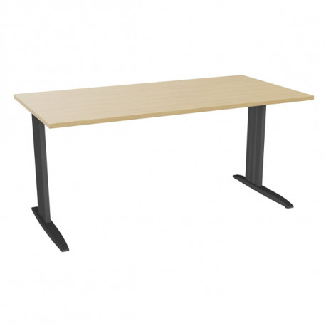 PLAN DROIT ONYX L..160 X P.80 X H73,5 CM PLATEAU CHÊNE NATUREL/PIÈTEMENT ANTHRACITE