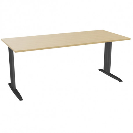 PLAN DROIT ONYX L..180 X P.80 X H73,5 CM PLATEAU CHÊNE NATUREL/PIÈTEMENT ANTHRACITE