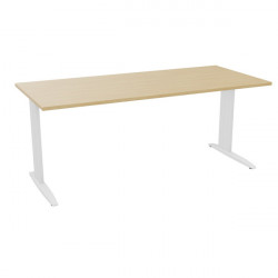 PLAN DROIT ONYX L..180 X P.80 X H73,5 CM PLATEAU CHÊNE NATUREL/PIÈTEMENT BLANC