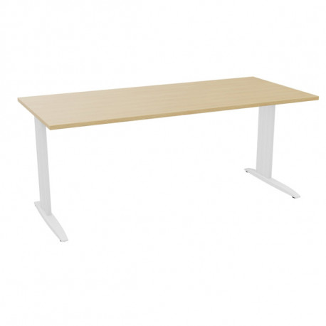 PLAN DROIT ONYX L..180 X P.80 X H73,5 CM PLATEAU CHÊNE NATUREL/PIÈTEMENT BLANC