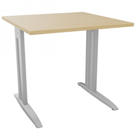 PLAN DROIT ONYX L..80 X P.80 X H73,5 CM PLATEAU CHÊNE NATUREL/PIÈTEMENT ALU