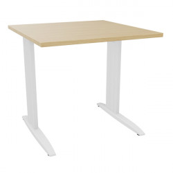 PLAN DROIT ONYX L..80 X P.80 X H73,5 CM PLATEAU CHÊNE NATUREL/PIÈTEMENT BLANC