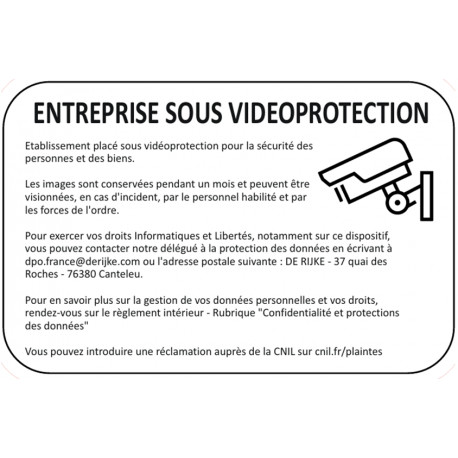 PLAQUE EN DIBON 300X200X3MM ENTREPRISE SOUS VIDEOPROTECTION