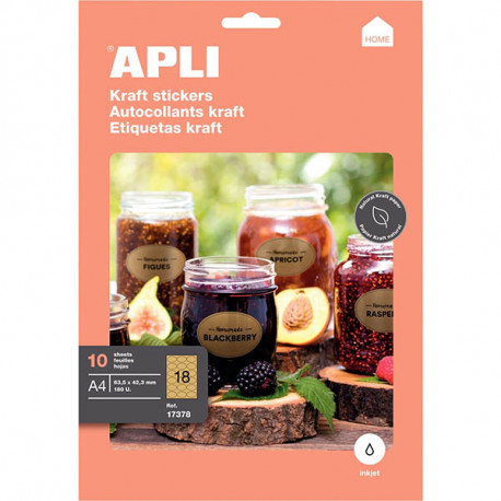 POCHETTE DE 10 FEUILLES ÉTIQUETTES KRAFT 63,5X42,3MM