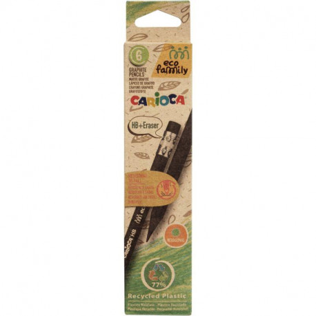 POCHETTE DE 6 CRAYONS GRAPHITE ÉCO FAMILY HB BOUT GOMME
