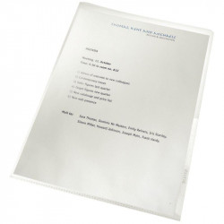 POCHETTES COIN INCOLORE PQT 100 PP A4 100% RECYCLE   P40F 13/100E