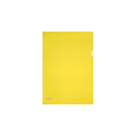 POCHETTES COIN RIGIDE 190 MICRONS A4 JAUNE PQT 25 TRES EPAISSE GRAINEE INTRO