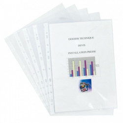  POCHETTES PERFORÉES POLYPROPYLÈNE 12/100ÈME BOÎTE DE 100