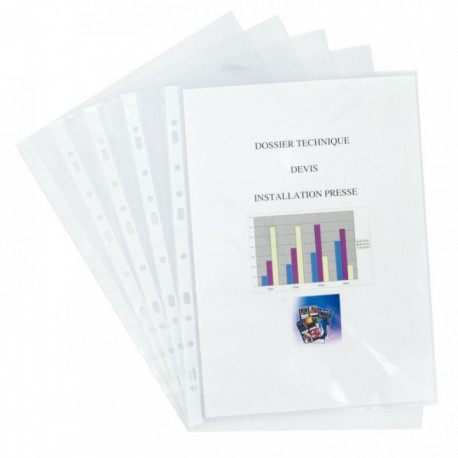  POCHETTES PERFORÉES POLYPROPYLÈNE 12/100ÈME BOÎTE DE 100