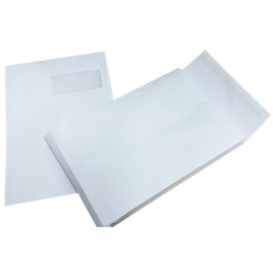 POCHETTES **PQT125* 229X324 120G VELIN BLANC SOUFFLET 3CM FEN 100X50