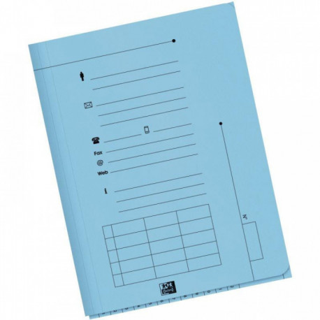 POCHETTES SOUS DOSSIER HV 2 RABATS 240G BLEU PQT 25 OBLIQUE 100090077