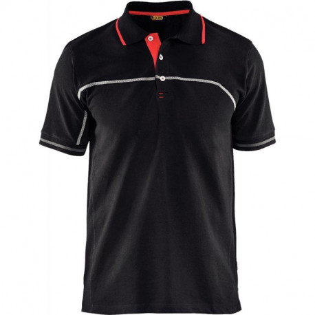 POLO BICOLORE NOIR/ROUGE TAILLE M  60% COTON 40% POLYESTER 220G/M2 BLAKLADER