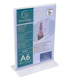 PORTE AFFICHE VERTICAL DROIT 2 FACES A6 CRISTAL