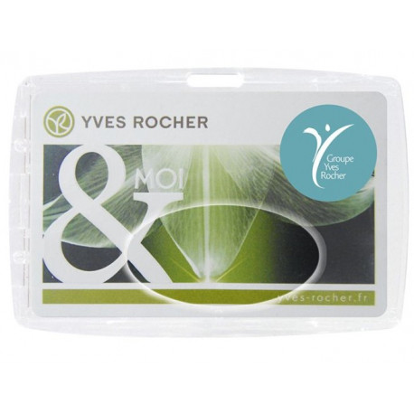 PORTE BADGE PLASTIQUE RIGIDE 9.2 x 6.3cm MARQUAGE 1 COUL SUR 1 FACE + LANIERE TOUR DE COU