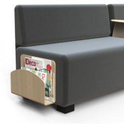 Porte-document Hizia bois H30,5 X P 11 X L40 CM . Forme arrondie pour un style épuré et tendance. Mélaminé en bouleau. Permet de