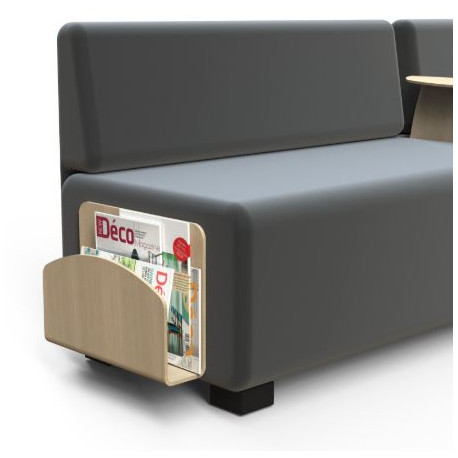 Porte-document Hizia bois H30,5 X P 11 X L40 CM . Forme arrondie pour un style épuré et tendance. Mélaminé en bouleau. Permet de