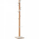 PORTEMANTEAU EASYCLOTH BLANC 6 patères + 2 petites patères complémentaires en acier chromé (support sac). Fût en bois massif ver