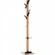 PORTEMANTEAU EASYCLOTH NOIR 6 patères + 2 petites patères complémentaires en acier chromé (support sac). Fût en bois massif vern