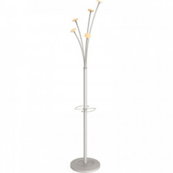 PORTEMANTEAU + PARAPLUIE 5 PATERES METAL/BOIS BASE LESTTE DE 5KG Porte-parapluie avec égouttoir. (capacité 6 parapluies). Acier/