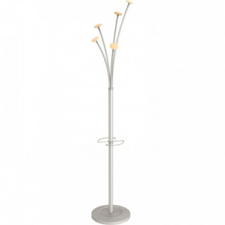 PORTEMANTEAU + PARAPLUIE 5 PATERES METAL/BOIS BASE LESTTE DE 5KG Porte-parapluie avec égouttoir. (capacité 6 parapluies). Acier/