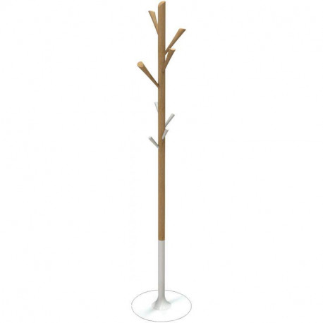 PORTEMANTEAU TREE NATURE 100% Bois FSC ( sauf base en acier). Design naturel et épuré. 8 patères en bois pour un parfait maintie