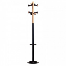 PORTE MANTEAUX ACCUEIL BOIS 8 patères rondes. Equipé d'un porte parapluie réglable en hauteur d'une capacité de 8 parapluies. Bo