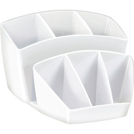 POT A CRAYON  8 COMPARTIMENTS BLANC CEP RECYCLABLE L14,3 H9,3 P15,8 CM   FAB France 