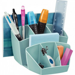 POT A CRAYON  8 COMPARTIMENTS TURQUOISE CEP RECYCLABLE L14,3 H9,3 P15,8 CM   FAB France 