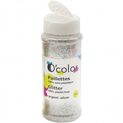 POT DE 100 GRAMMES DE PAILLETTES SANS PLASTIQUE COLORIS ARGENT