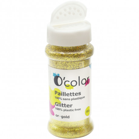 POT DE 100 GRAMMES DE PAILLETTES SANS PLASTIQUE COLORIS OR