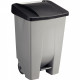 POUBELLE À PÉDALE ET ROULETTE GRIS couvercleNOIR 80 LITRES Antibactérien / HACCP