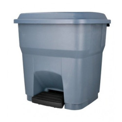 POUBELLE CONTENEUR 30 LITRES À COUVERCLE ET PEDALE GRIS  395X395X420MM