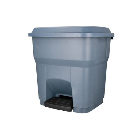 POUBELLE CONTENEUR 30 LITRES À COUVERCLE ET PEDALE GRIS  395X395X420MM