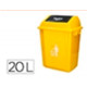 POUBELLE PLASTIQUE COUVERCLE BASCULANT OUVERTURE FACILE 2 POIGNEES 20L 340X240X450MM COLORIS JAUNE