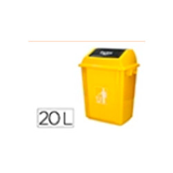 POUBELLE PLASTIQUE COUVERCLE BASCULANT OUVERTURE FACILE 2 POIGNEES 20L 340X240X450MM COLORIS JAUNE
