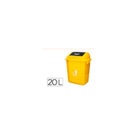 POUBELLE PLASTIQUE COUVERCLE BASCULANT OUVERTURE FACILE 2 POIGNEES 20L 340X240X450MM COLORIS JAUNE