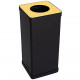 POUBELLE TRI SÉLECTIF 50L MÉTAL NOIR ET JAUNE + 3 MAGNET PAPIER PLASTIQUE ALIMENT COUVERCLE AMOVIBLE SYSTÈME D ACCROCHE RECYCLAB