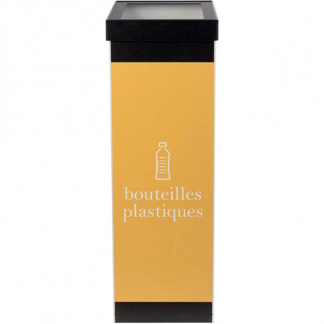 POUBELLE TRI SELECTIF BOUTEILLES PLASTIQUE NOIR  60L  + COUVERCLE L36,3 H76 P26,3 CM PAPERFLOW 