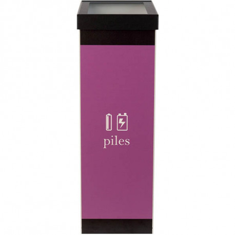 POUBELLE TRI SELECTIF  PILES NOIR  60L  + COUVERCLE L36,3 H76 P26,3 CM PAPERFLOW 