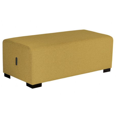 Pouf Hizia 2 places jaune safran.H 45 CM X P 60CM X L 120CM Modulable, revêtement tissu polyester. Assemblage facile et sans out