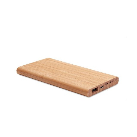 POWERBANK BAMBOU 6000mAH 14.5X7.5X1.6CM PERSONNALISE MARQUAGE GRAVURE SUR 1 FACE COMPRIS