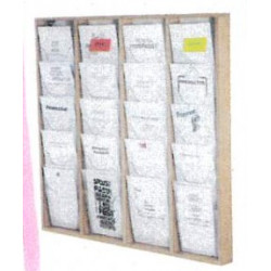 PRÉSENTOIR BOIS NATUREL MURAL 20 CASES A4 PORTRAIT