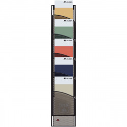 PRÉSENTOIR MURAL 5 COMPARTIMENTS 1/3  A4 VERTICAL MESH EN MÉTAL NOIR À LA FRANÇAISE