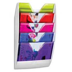 PRESENTOIR MURAL MAGNETIQUE BLANC/MUTICOLORE 5 COMPARTIMENTS L35xH58xP12,8cm CEP