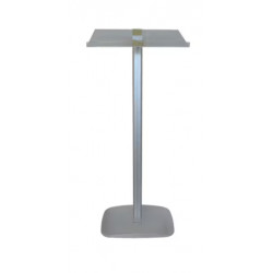 PUPITRE DE CONFERENCE PLEXI PORTE CATALOGUE ALU/CRISTAL GRIS
