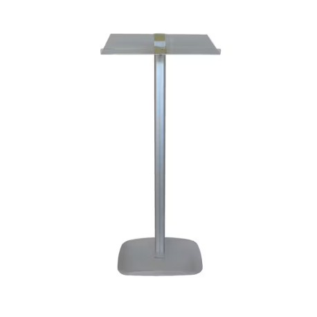 PUPITRE DE CONFERENCE PLEXI PORTE CATALOGUE ALU/CRISTAL GRIS